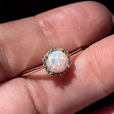 Vintage Hexagon Ring - Opal Rings Handmade Handcrafted