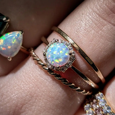 Vintage Hexagon Ring - Opal Rings Handmade Handcrafted