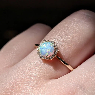 Vintage Hexagon Ring - Opal Rings Handmade Handcrafted