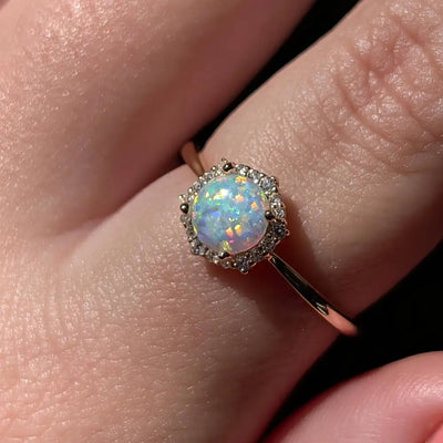Vintage Hexagon Ring - Opal Rings Handmade Handcrafted