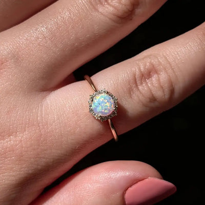 Vintage Hexagon Ring - Opal Rings Handmade Handcrafted