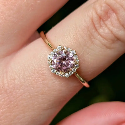 Vintage Hexagon Ring - Pink Tourmaline Rings Handmade Handcrafted
