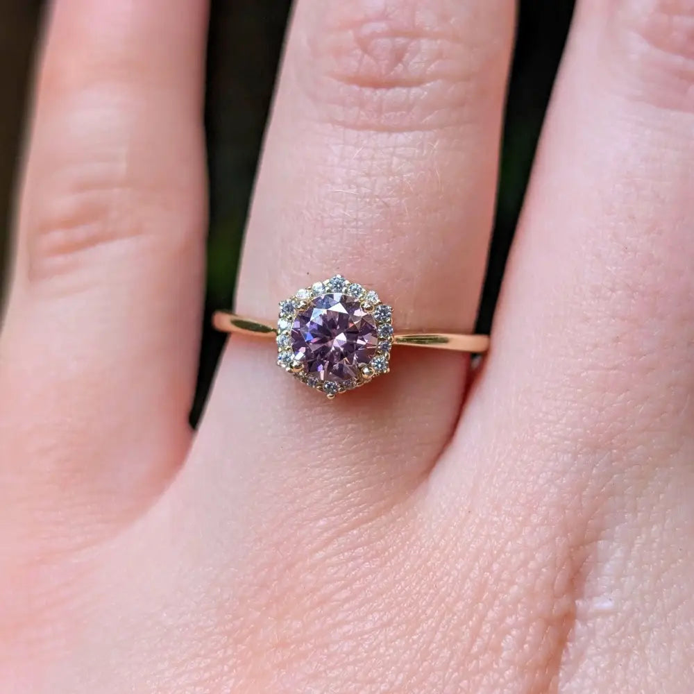 Vintage Hexagon Ring - Pink Tourmaline Rings Handmade Handcrafted