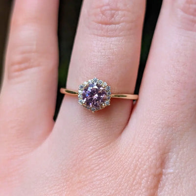 Vintage Hexagon Ring - Pink Tourmaline Rings Handmade Handcrafted