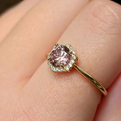 Vintage Hexagon Ring - Pink Tourmaline Rings Handmade Handcrafted