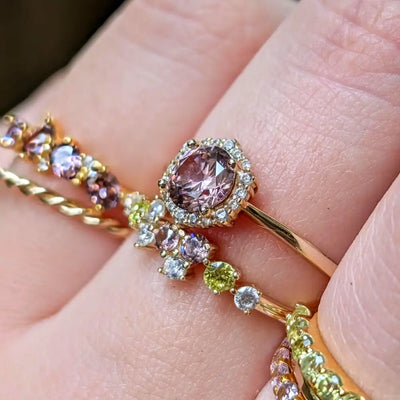 Vintage Hexagon Ring - Pink Tourmaline Rings Handmade Handcrafted