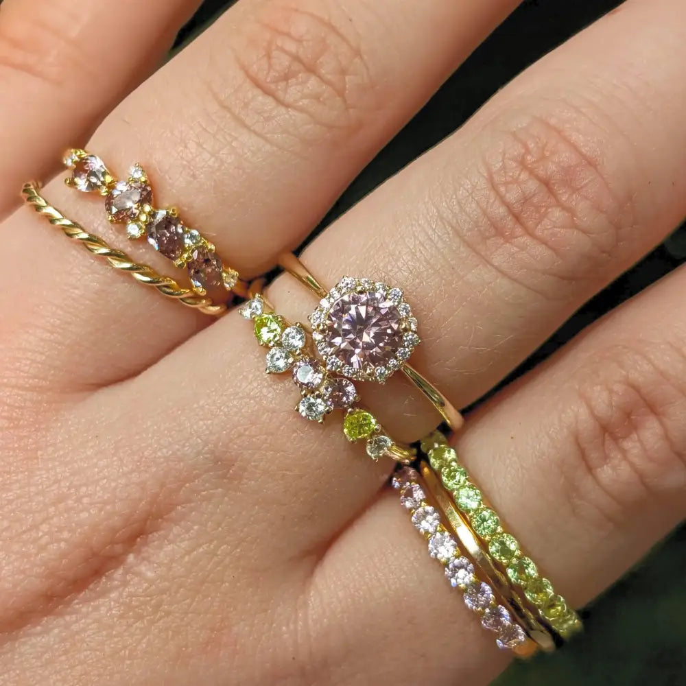Vintage Hexagon Ring - Pink Tourmaline Rings Handmade Handcrafted