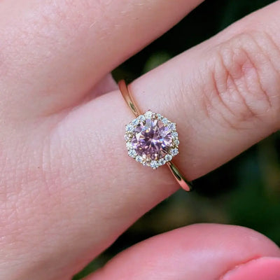Vintage Hexagon Ring - Pink Tourmaline Rings Handmade Handcrafted