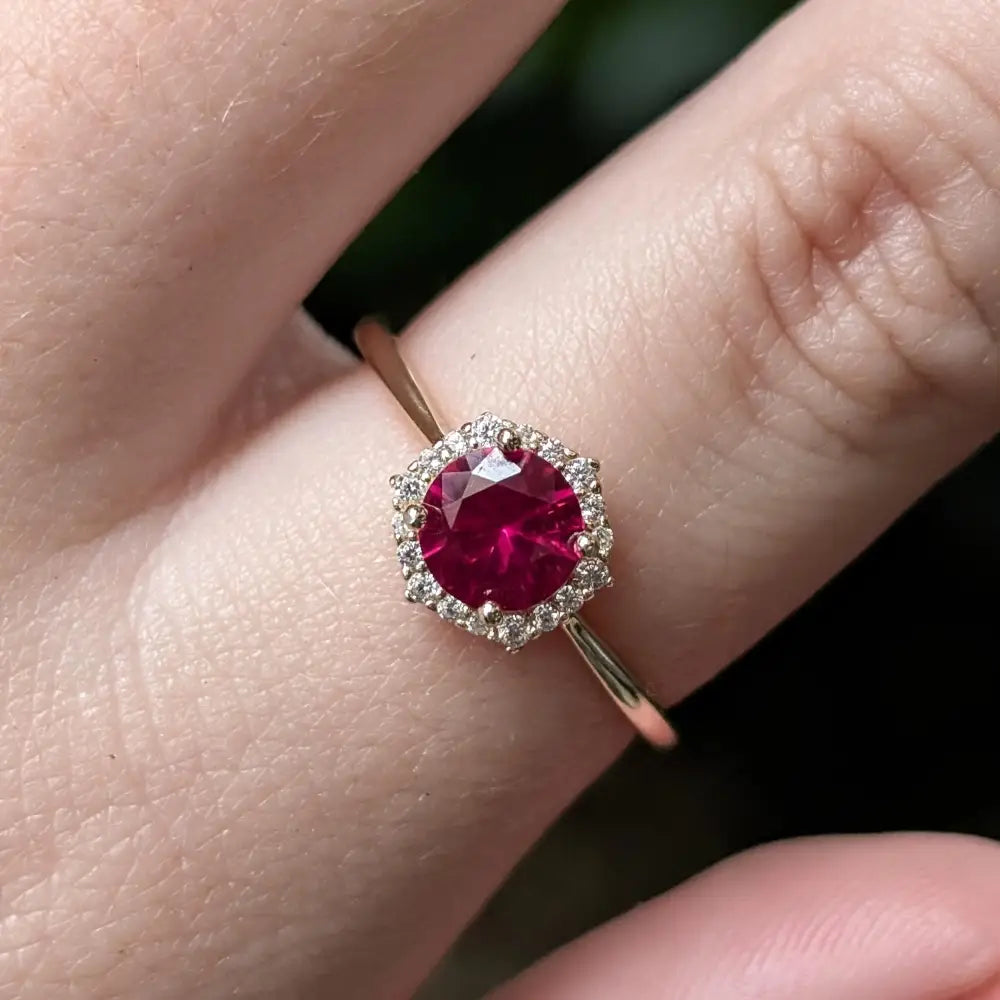 Vintage Hexagon Ring - Ruby Rings Handmade Handcrafted