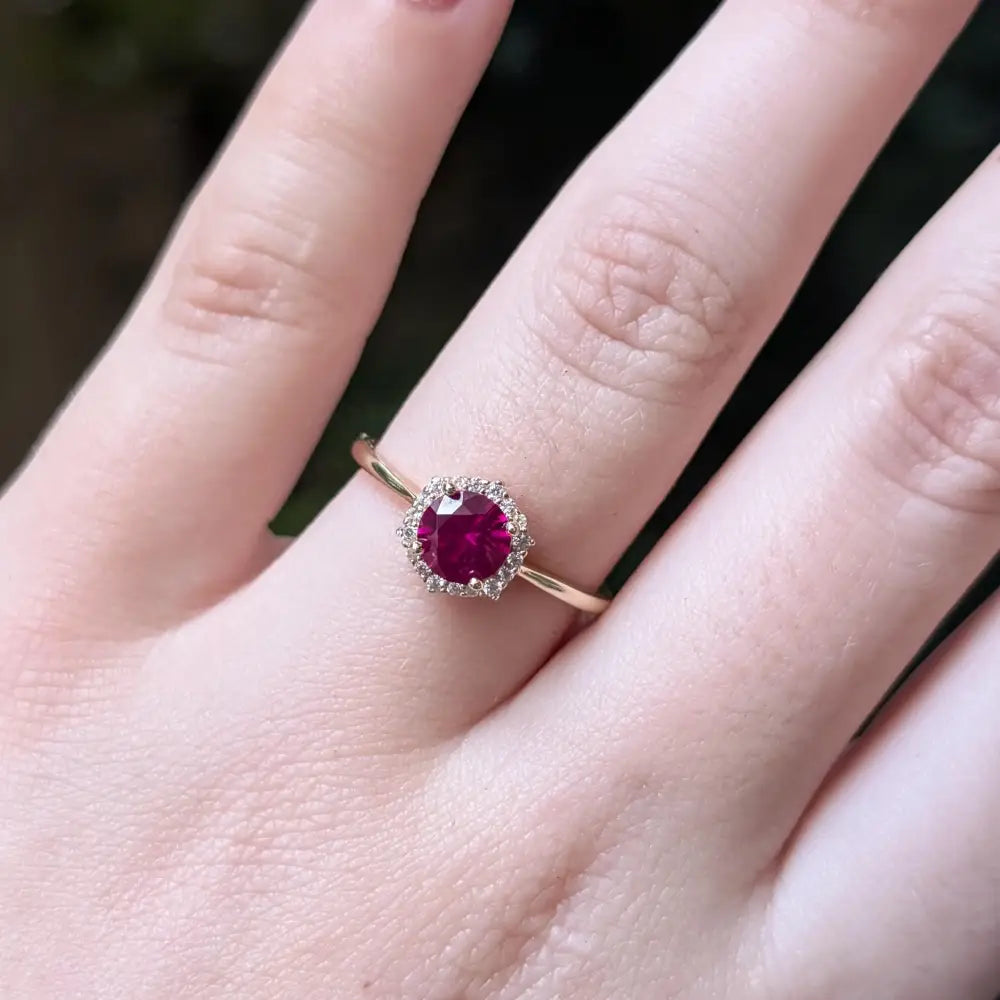 Vintage Hexagon Ring - Ruby Rings Handmade Handcrafted
