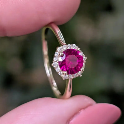 Vintage Hexagon Ring - Ruby Rings Handmade Handcrafted