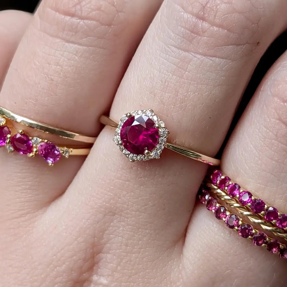 Vintage Hexagon Ring - Ruby Rings Handmade Handcrafted