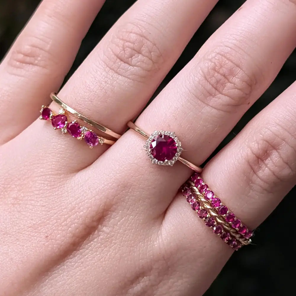 Vintage Hexagon Ring - Ruby Rings Handmade Handcrafted