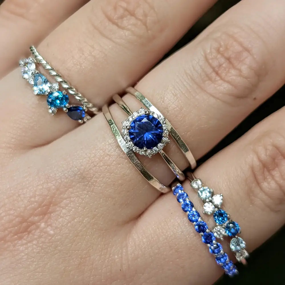 Vintage Hexagon Ring - Sapphire Rings Handmade Handcrafted