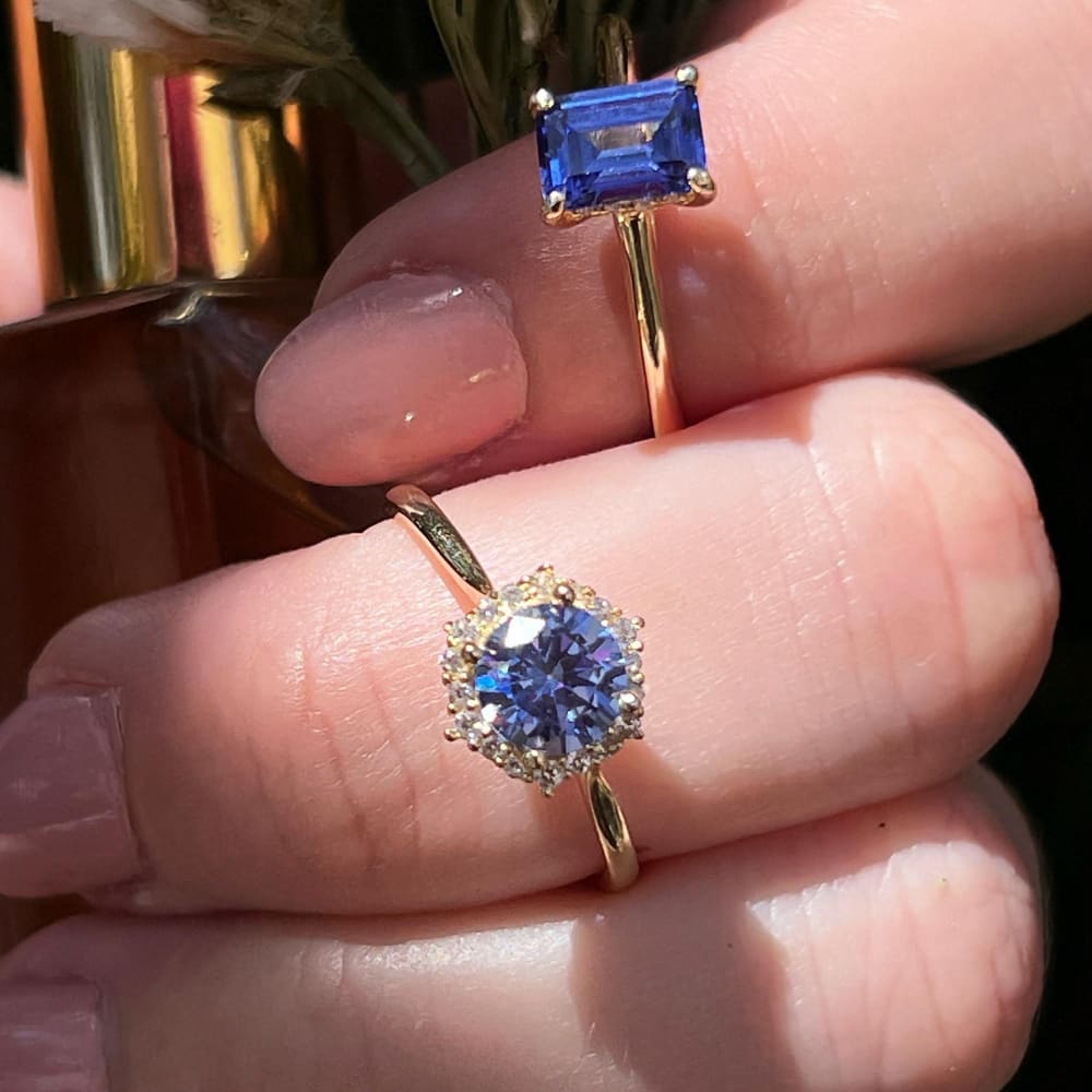 Vintage Hexagon Ring - Tanzanite Rings Handmade Handcrafted