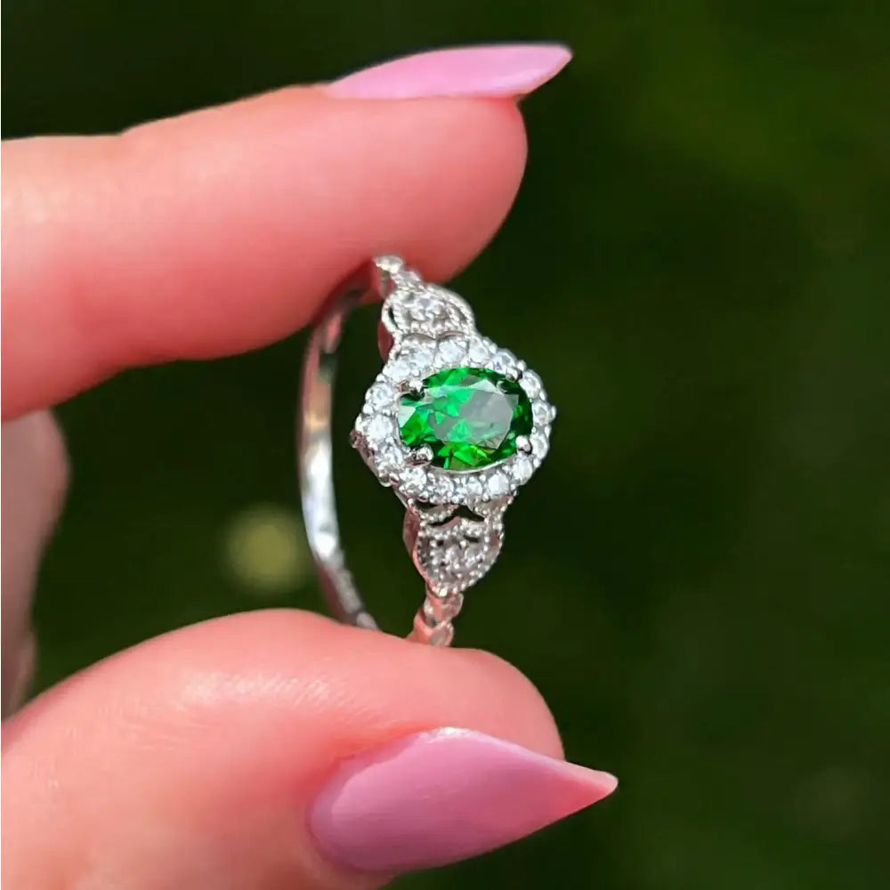 Vintage Natural Oval Emerald Ring Rings Handmade Handcrafted