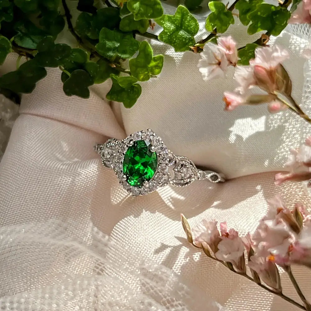 Vintage Natural Oval Emerald Ring Rings Handmade Handcrafted