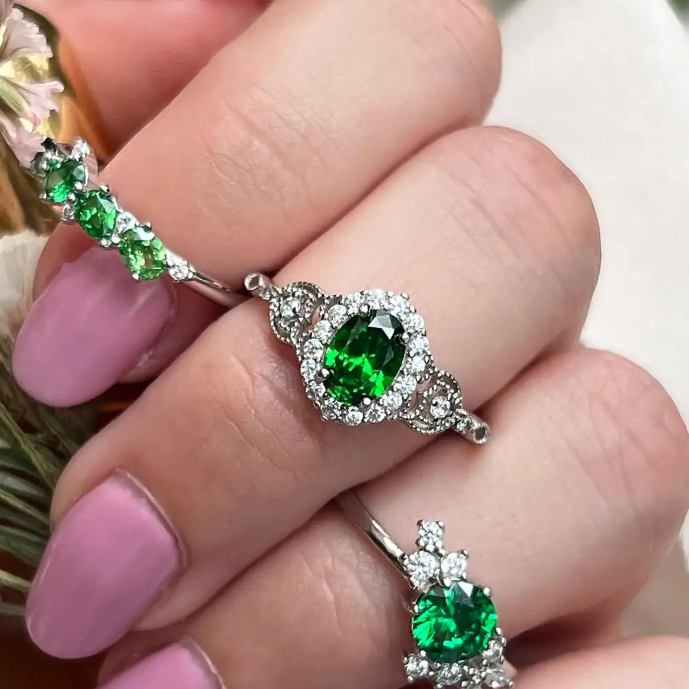 Vintage Natural Oval Emerald Ring Rings Handmade Handcrafted