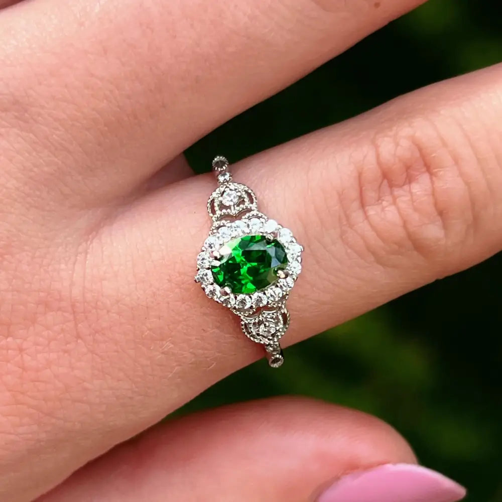 Vintage Natural Oval Emerald Ring Rings Handmade Handcrafted