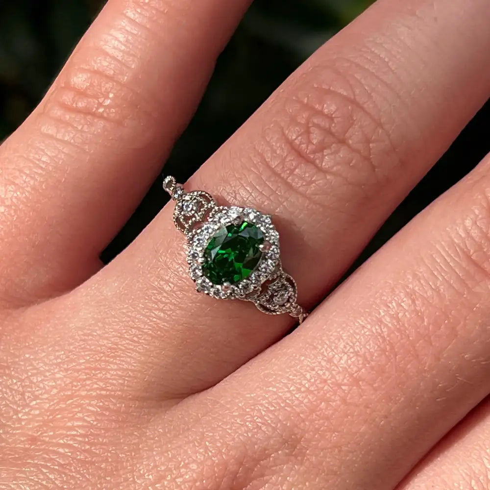 Vintage Natural Oval Emerald Ring Rings Handmade Handcrafted