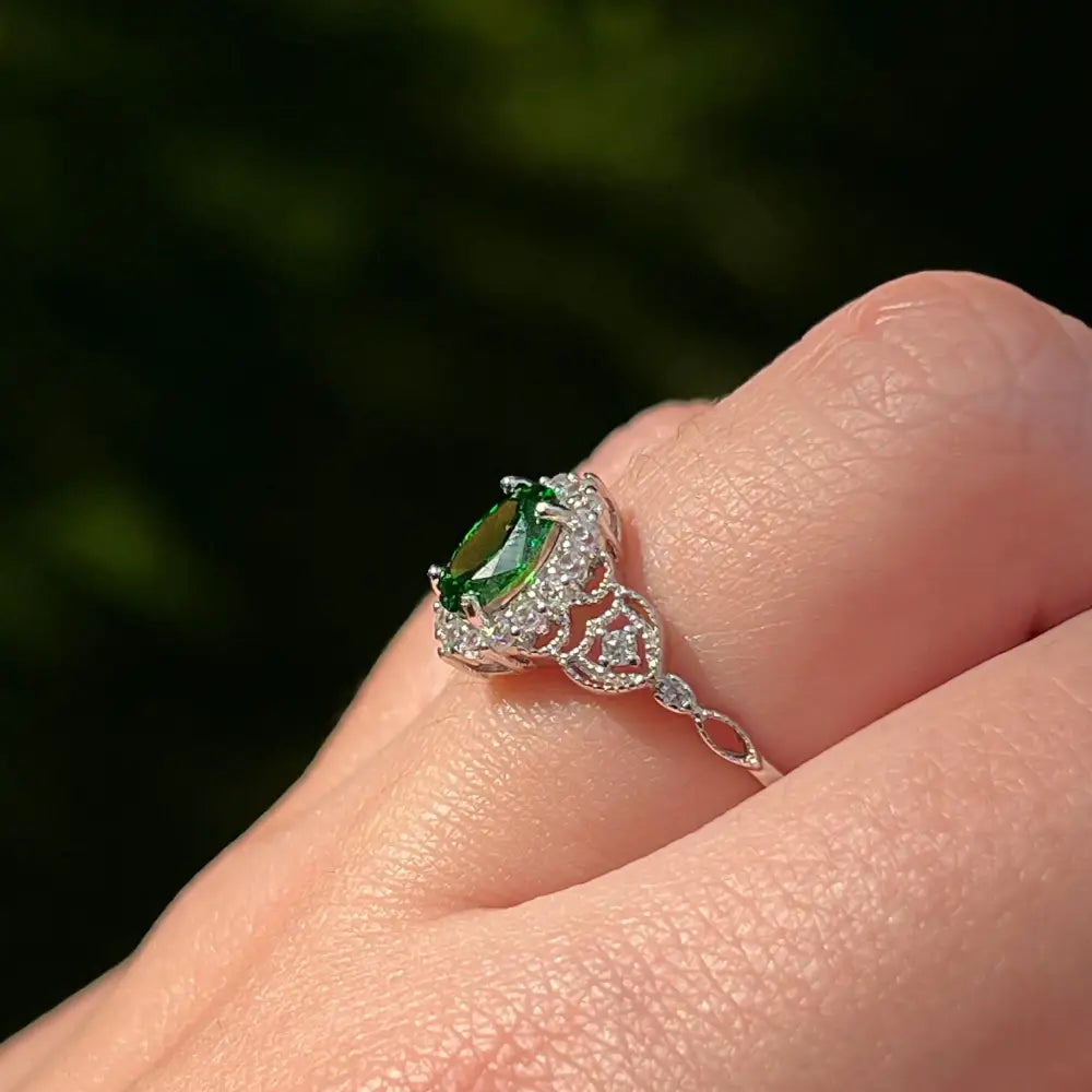 Vintage Natural Oval Emerald Ring Rings Handmade Handcrafted