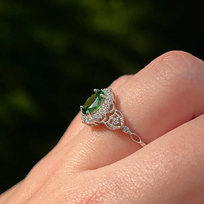 Vintage Natural Oval Emerald Ring Rings Handmade Handcrafted