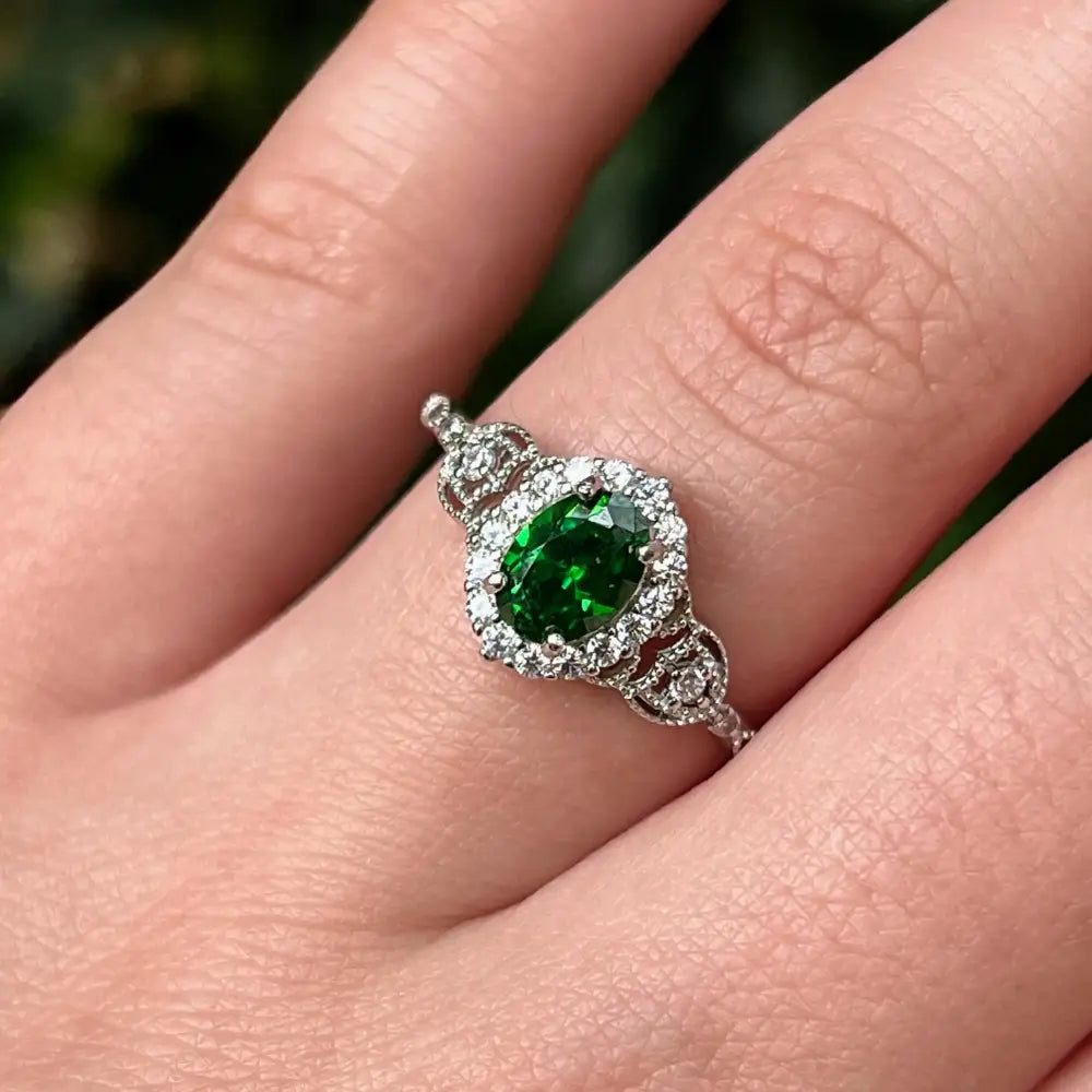 Vintage Natural Oval Emerald Ring Rings Handmade Handcrafted