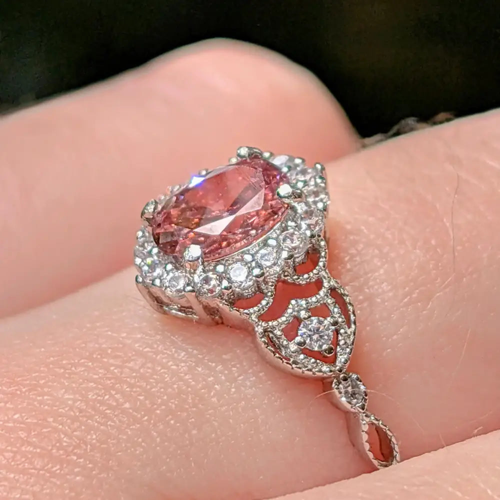 Vintage Natural Oval Pink Tourmaline Ring Rings Handmade Handcrafted