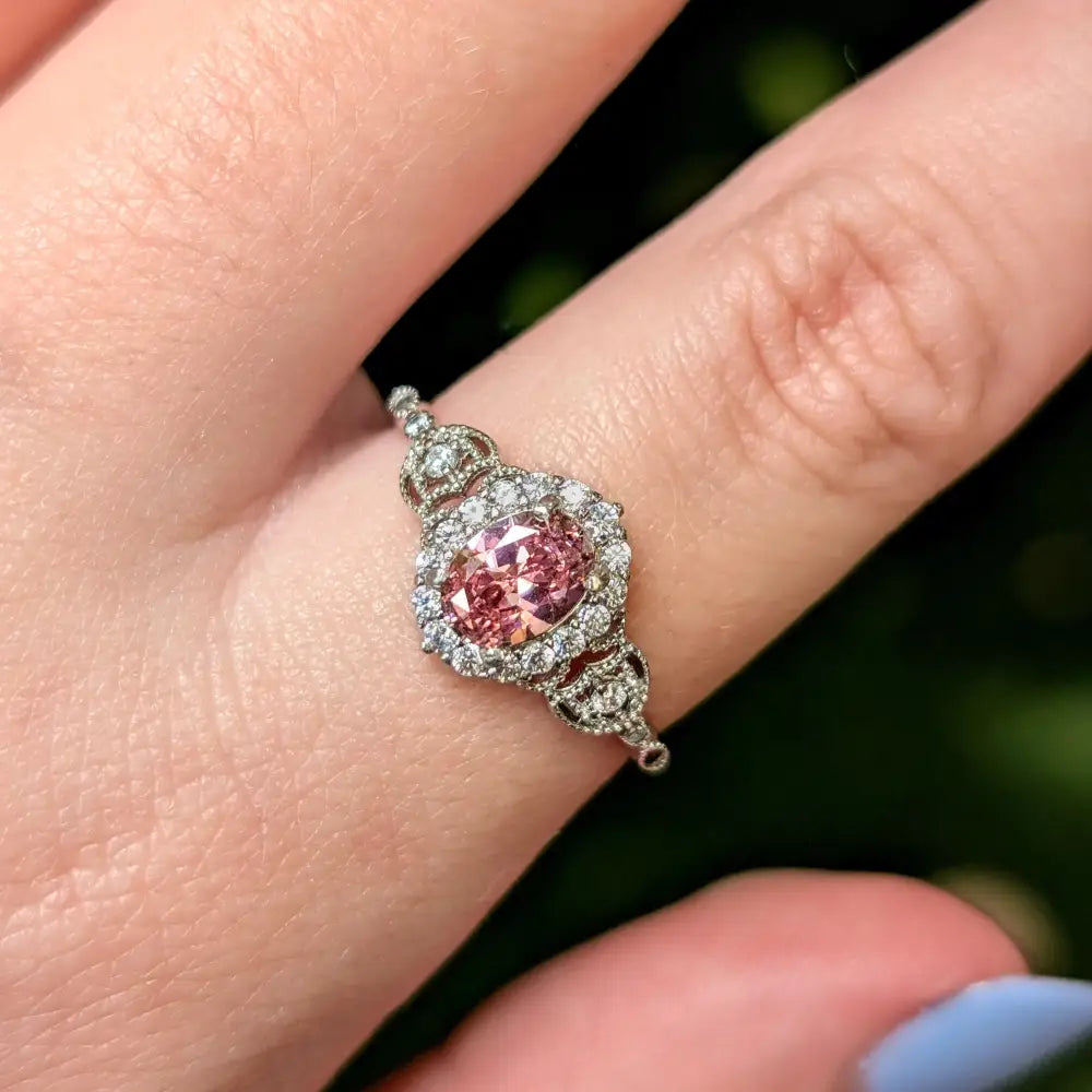 Vintage Natural Oval Pink Tourmaline Ring Rings Handmade Handcrafted