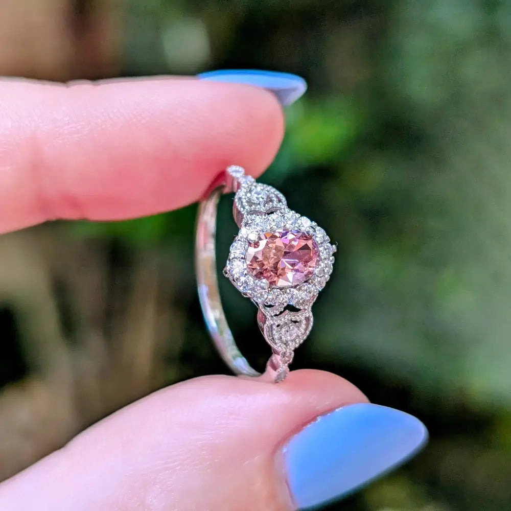 Vintage Natural Oval Pink Tourmaline Ring Rings Handmade Handcrafted