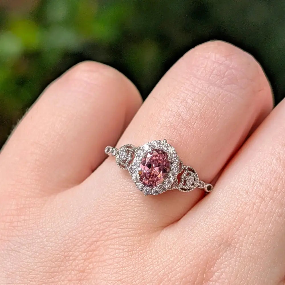 Vintage Natural Oval Pink Tourmaline Ring Rings Handmade Handcrafted