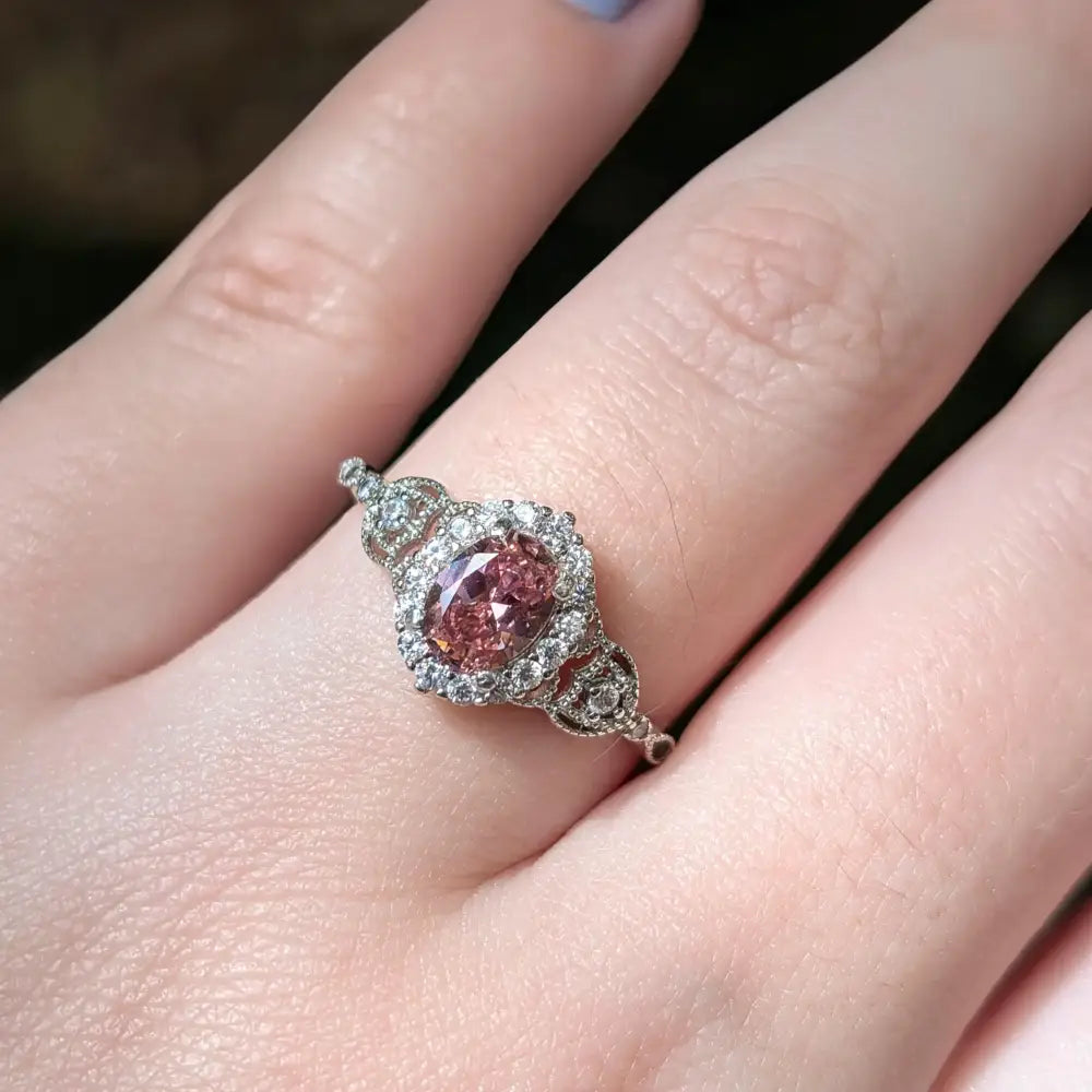 Vintage Natural Oval Pink Tourmaline Ring Rings Handmade Handcrafted