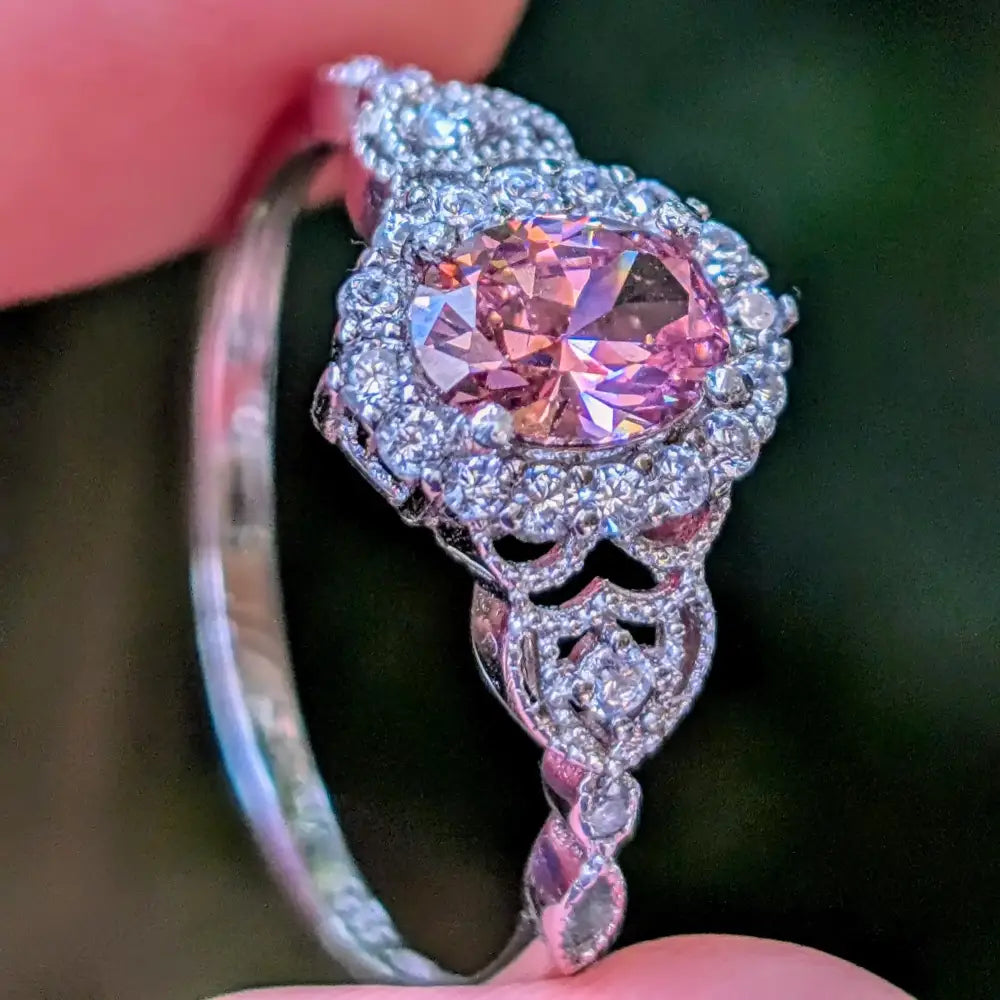 Vintage Natural Oval Pink Tourmaline Ring Rings Handmade Handcrafted