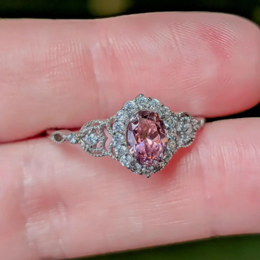 Vintage Natural Oval Pink Tourmaline Ring Rings Handmade Handcrafted