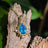 Vintage Teardrop Blue Topaz Halo Pendant Necklace Necklaces Handmade Handcrafted