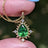 Vintage Teardrop Emerald Halo Pendant Necklace Necklaces Handmade Handcrafted