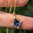 Vintage Teardrop Sapphire Halo Pendant Necklace Necklaces Handmade Handcrafted
