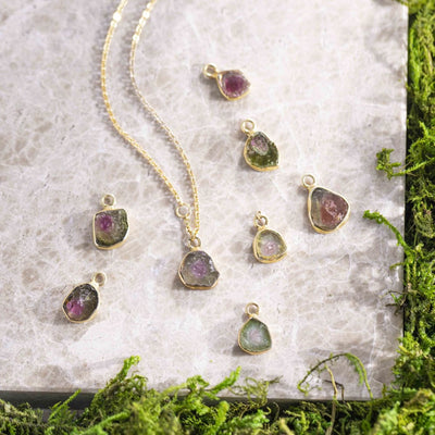 Watermelon Tourmaline Bezel Necklace Necklaces Handmade Handcrafted