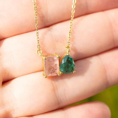 The Aurora - Watermelon Tourmaline Toi et Moi Necklace