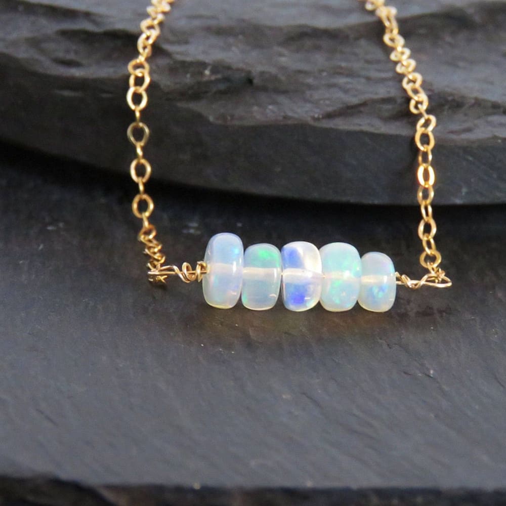 Welo Opal Bar Necklace Necklaces Handmade Handcrafted