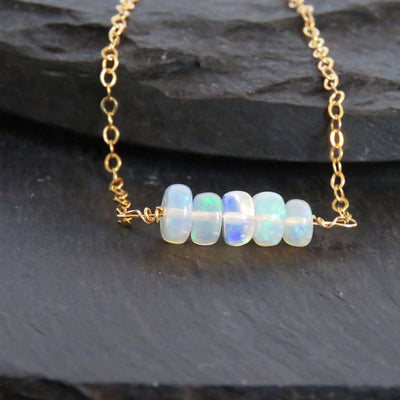 Welo Opal Bar Necklace Necklaces Handmade Handcrafted