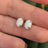 White Fire Opal Stud Earrings Earrings Handmade Handcrafted