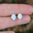 White Fire Opal Stud Earrings Earrings Handmade Handcrafted