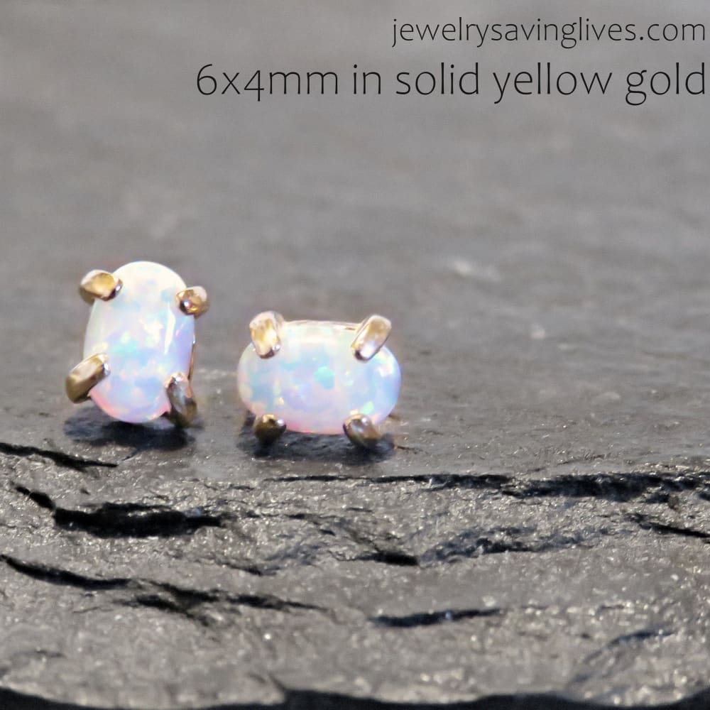 White Fire Opal Stud Earrings Earrings Handmade Handcrafted