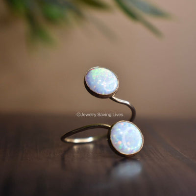 White Opal and Opal ring Rings Handmade JSL Made in USA