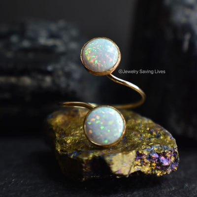 White Opal and Opal ring Rings Handmade JSL Made in USA