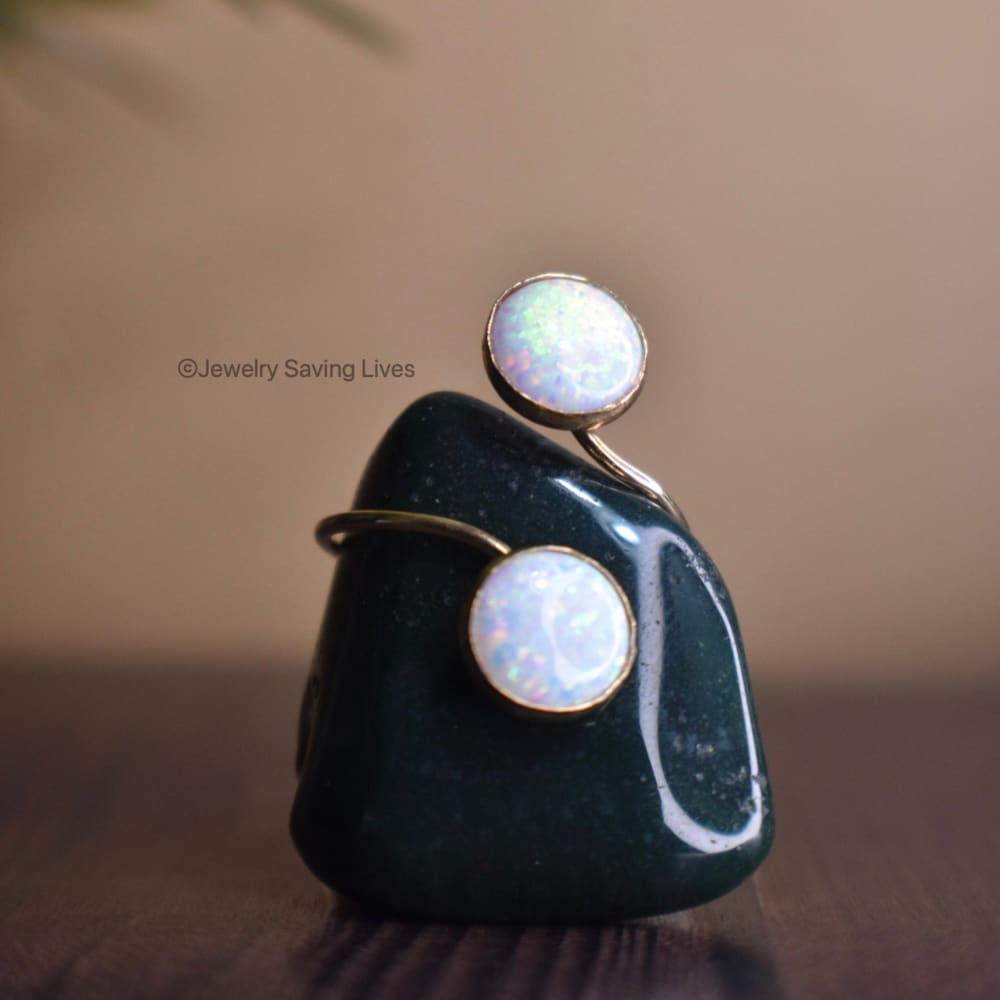 White Opal and Opal ring Rings Handmade JSL Made in USA