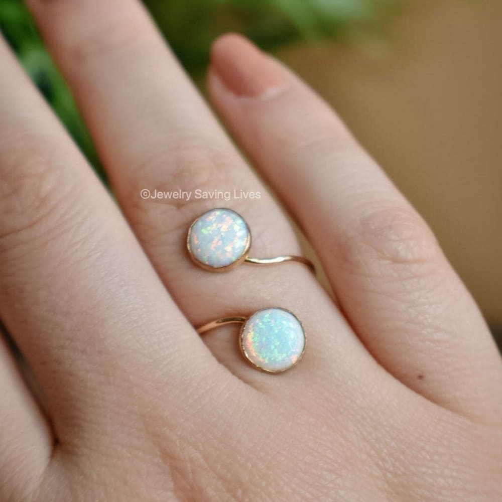 White Opal and Opal ring Rings Handmade Handcrafted