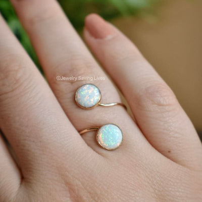 White Opal and Opal ring Rings Handmade JSL Made in USA