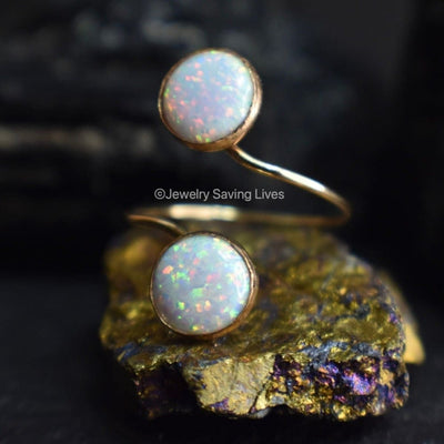 White Opal and Opal ring Rings Handmade JSL Made in USA